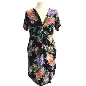 Johnny was ladies JANIE FAVORITE TWIST FRONT SWING DRESS S black Hawaiian
